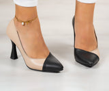 Jatqılı Plus Ten Siyah İnce Kadeh Topuklu Klasik Ayakkabı