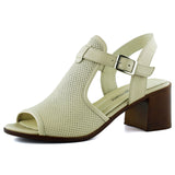 Elena Bej Hakiki Dana Derisi Önü Arkası Açık Delik Detaylı Kalın Topuklu Rahat Günlük Sandalet