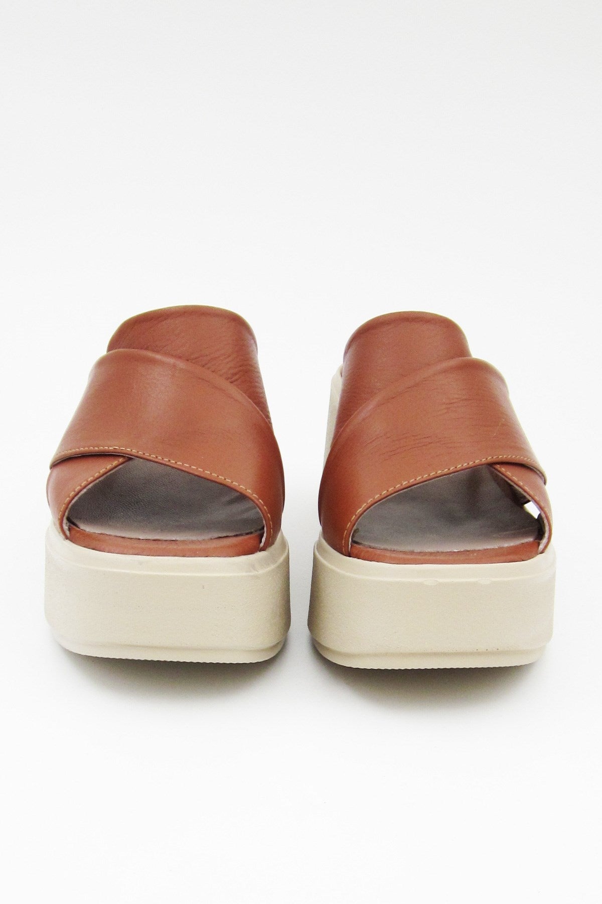 Olivia Taba Hakiki Deri Dolgu Topuklu Terlik