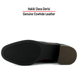 [MAX 505] Taba Hakiki Dana Derisi Bağcıklı Fermuarlı Yuvarlak Burun Kalın Topuklu Günlük Bot