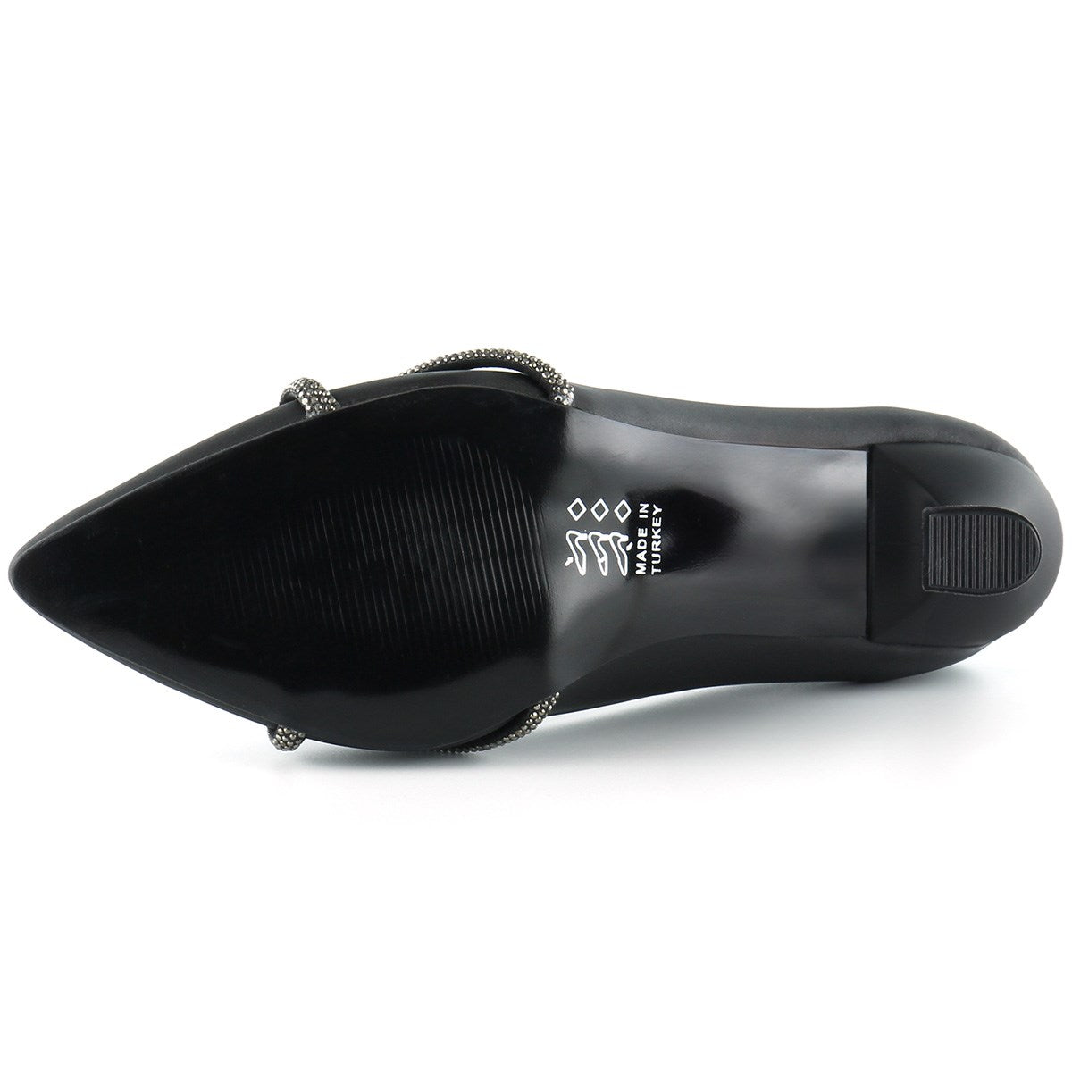 Abby Siyah Saten Burma Taşlı Abiye Ayakkabı
