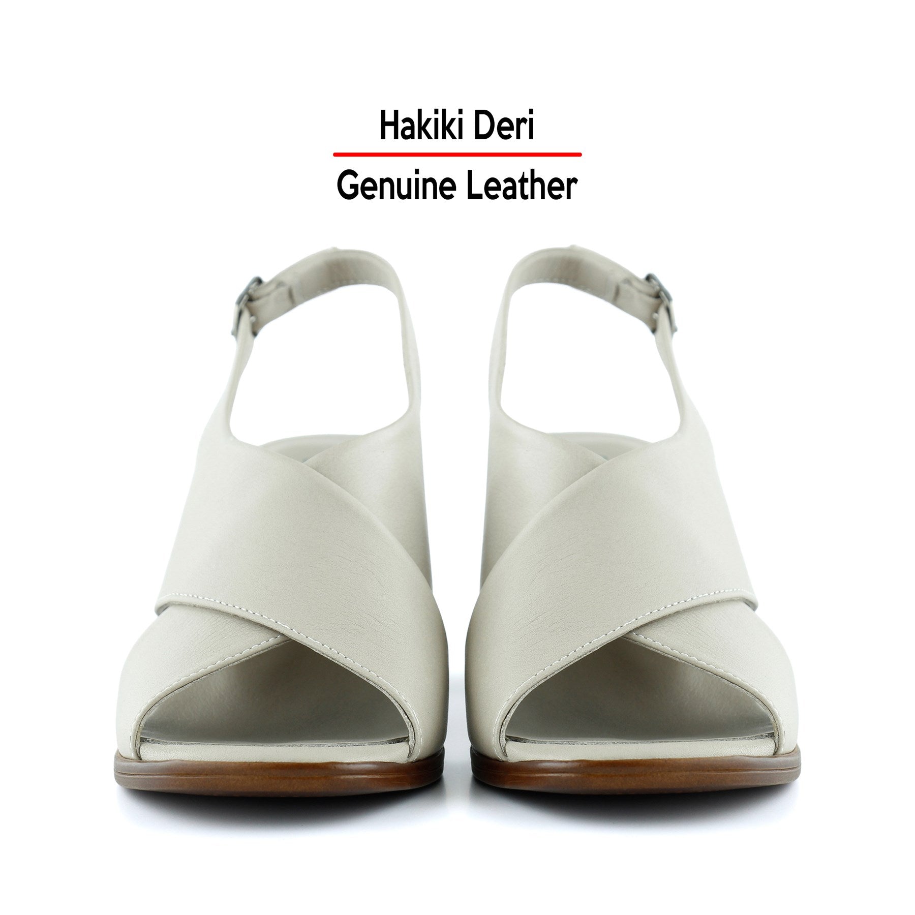 Soleil Vizon Hakiki Dana Derisi Çapraz Bantlı Kalın Topuklu Rahat Günlük Sandalet