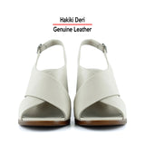 Soleil Vizon Hakiki Dana Derisi Çapraz Bantlı Kalın Topuklu Rahat Günlük Sandalet