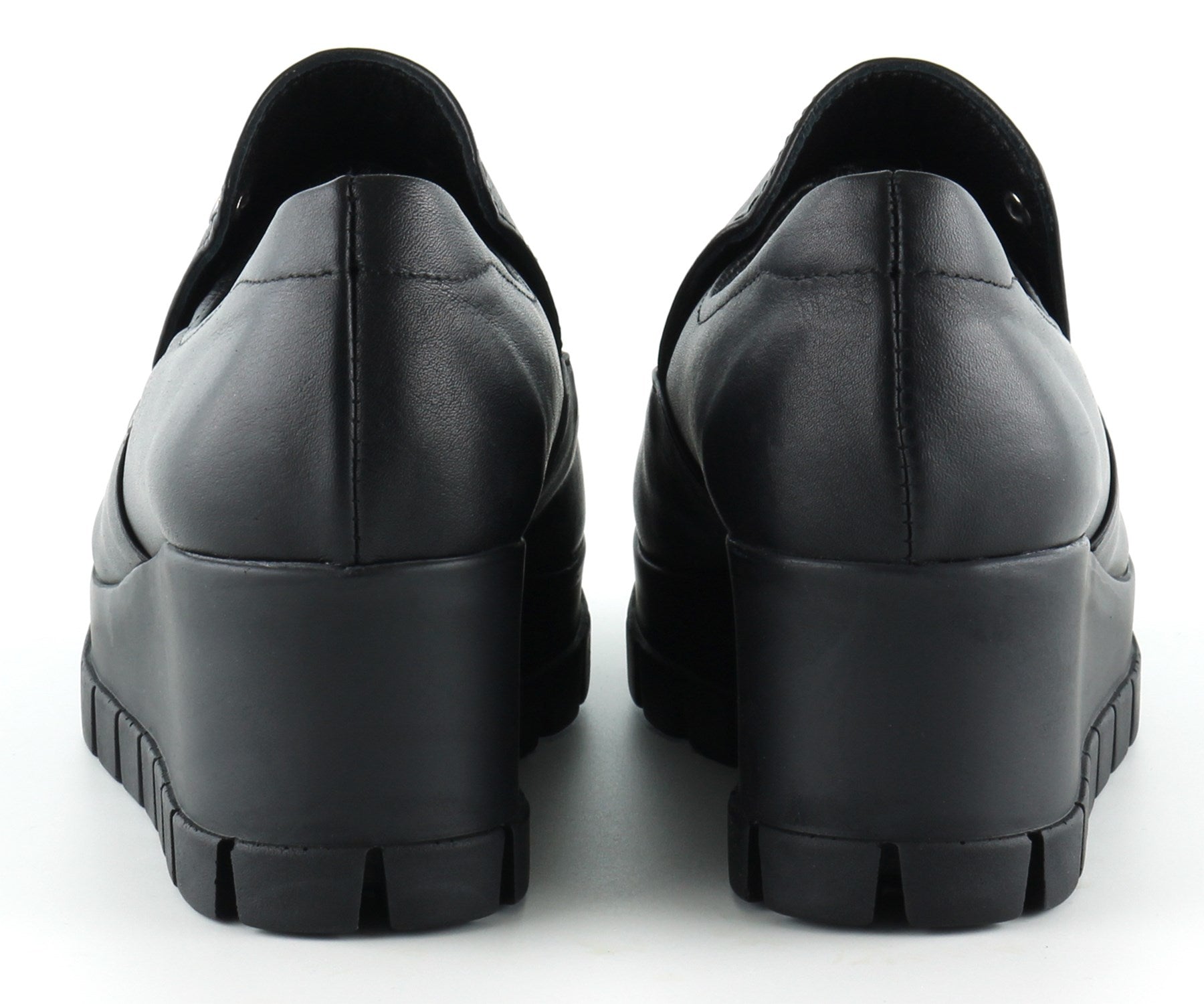 Gloria Siyah Hakiki Deri Dolgu Topuklu Günlük Ayakkabı