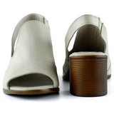 Emilia Vizon Hakiki Dana Derisi Arkası Açık Lastik Bantlı Kalın Topuklu Rahat Günlük Sandalet