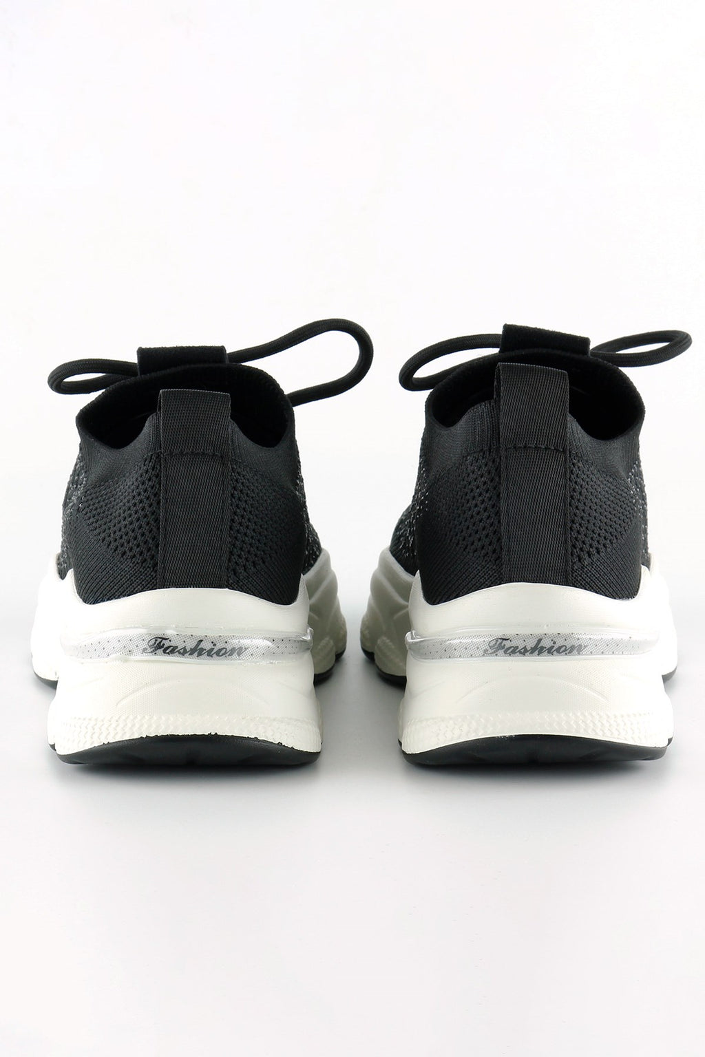 [5031] Siyah Örgü Dokuma Taş Detaylı Bağcıklı Slip-on Sneaker