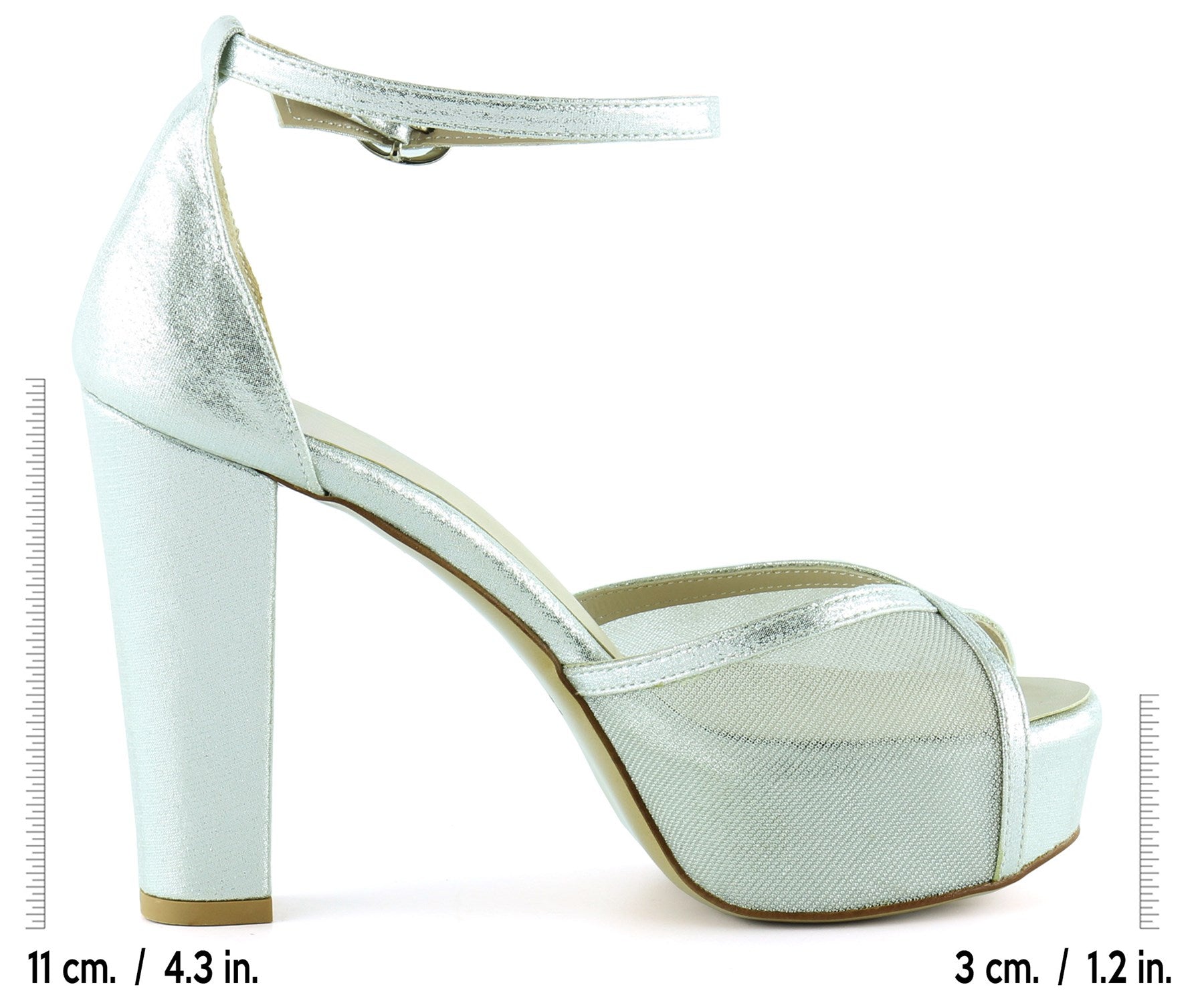 Carmen Lame Fileli Önü Açık Bilekten Bağlamalı Platform Topuklu Ayakkabı