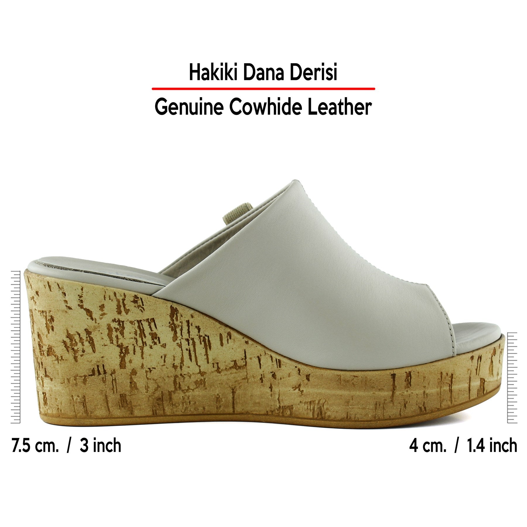 Fitoria Vizon Hakiki Dana Derisi Önü Açık Mantar Taban Görünümlü Dolgu Topuklu Terlik