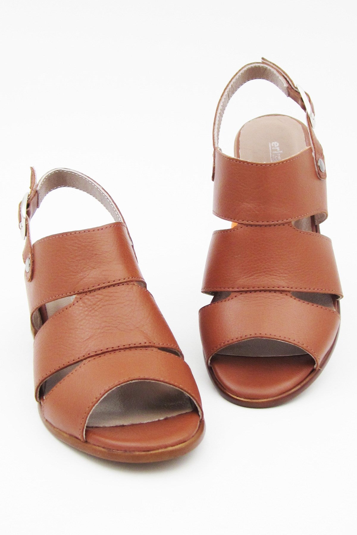 Angela Taba Hakiki Deri Topuklu Sandalet