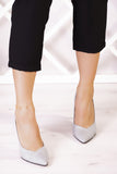 Victoria Gümüş Saten Jatqılı Abiye Stiletto 9 cm.
