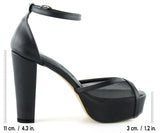 Carmen Siyah Fileli Önü Açık Bilekten Bağlamalı Platform Topuklu Ayakkabı