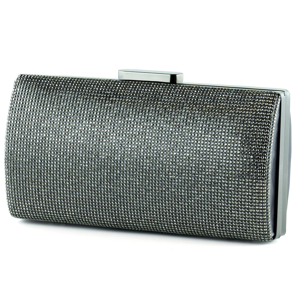 Antrasit Saten Kristal Taşlı Metal Saplı Abiye El Çantası ( ES0015AC )