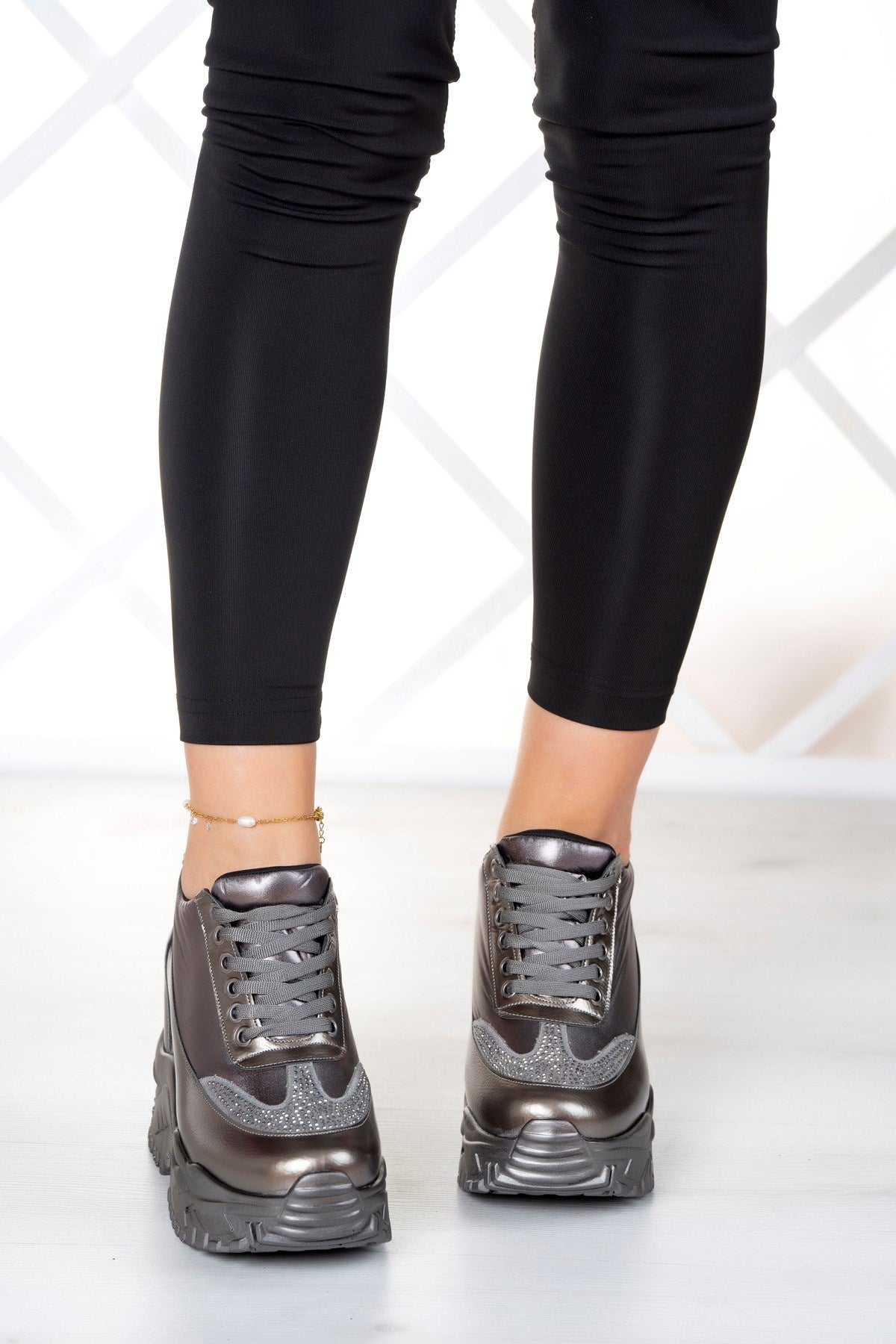 Tatyana Platin Taşlı Gizli Dolgu Günlük Ayakkabı