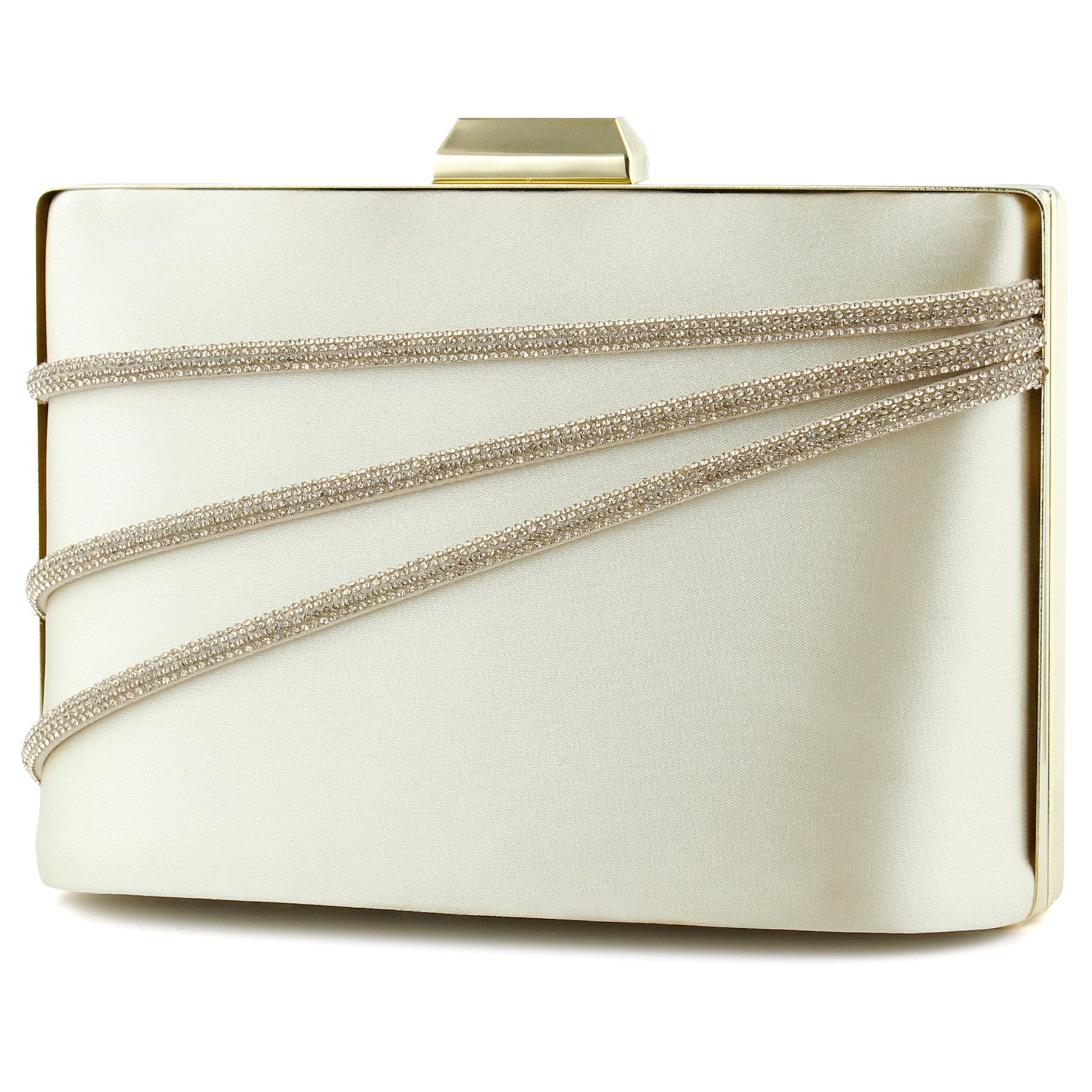 (ES0016AC) Ten Saten Taşlı Altın Metal Saplı Zincir Askılı Abiye Çanta