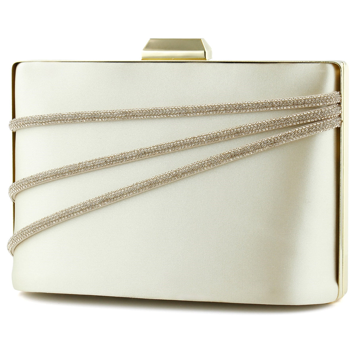 (ES0016AC) Ten Saten Taşlı Altın Metal Saplı Zincir Askılı Abiye Çanta