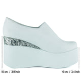 Lumi Beyaz Streç Yuvarlak Burun Taşlı Gizli Dolgu Topuklu Günlük Ayakkabı