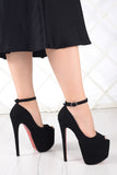 Betty Siyah Süet Önü Açık Platformlu Abiye Ayakkabı 18 cm.