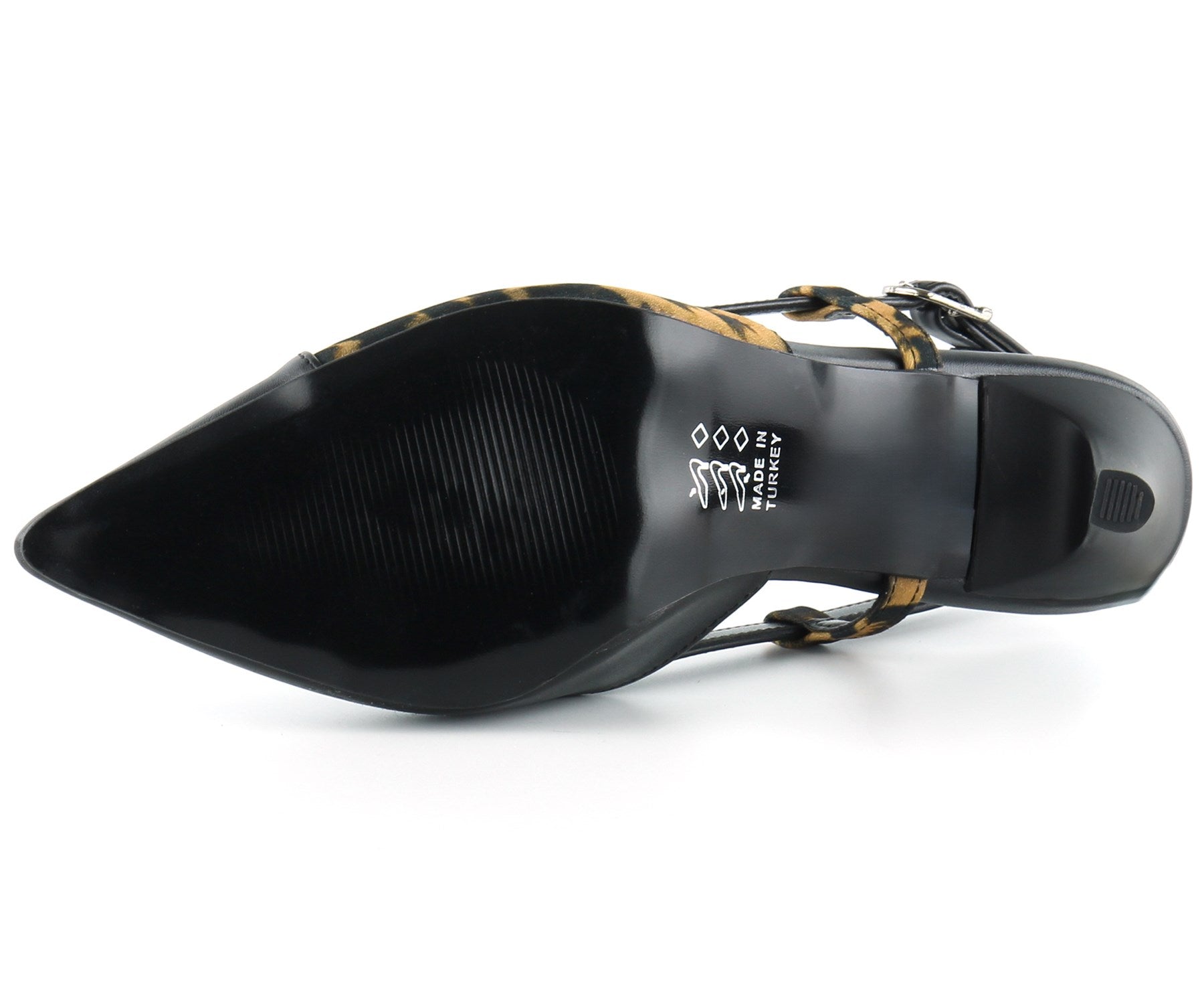 Sacha Siyah Leopar Arkası Açık Stiletto