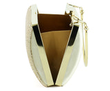 Altın Saten Kristal Taşlı Metal Saplı Abiye El Çantası ( ES0015AC )