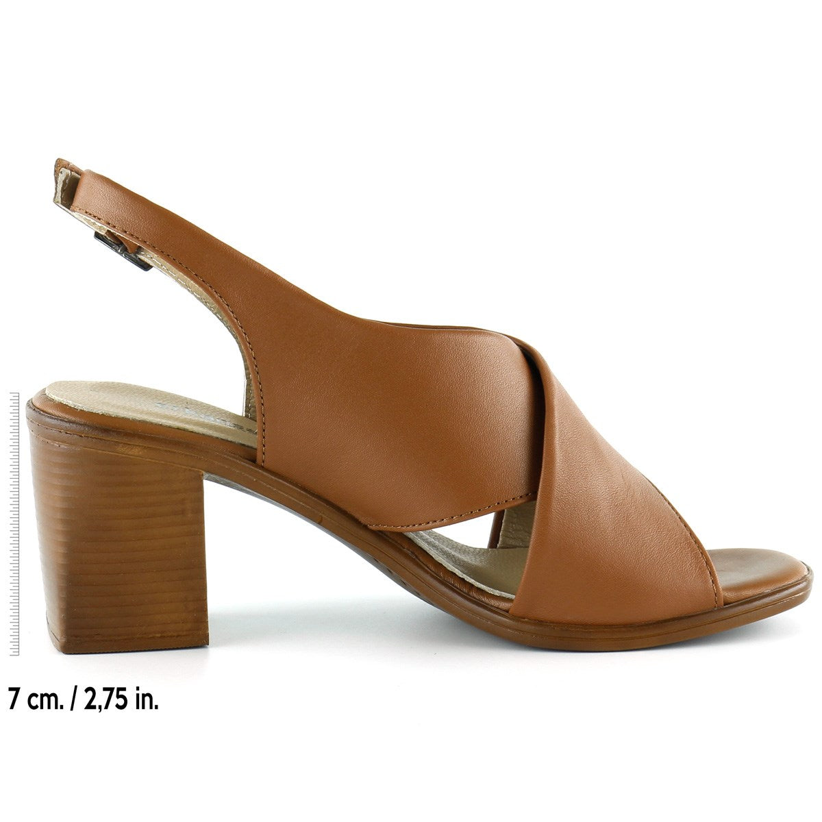 Soleil Taba Hakiki Dana Derisi Çapraz Bantlı Kalın Topuklu Rahat Günlük Sandalet