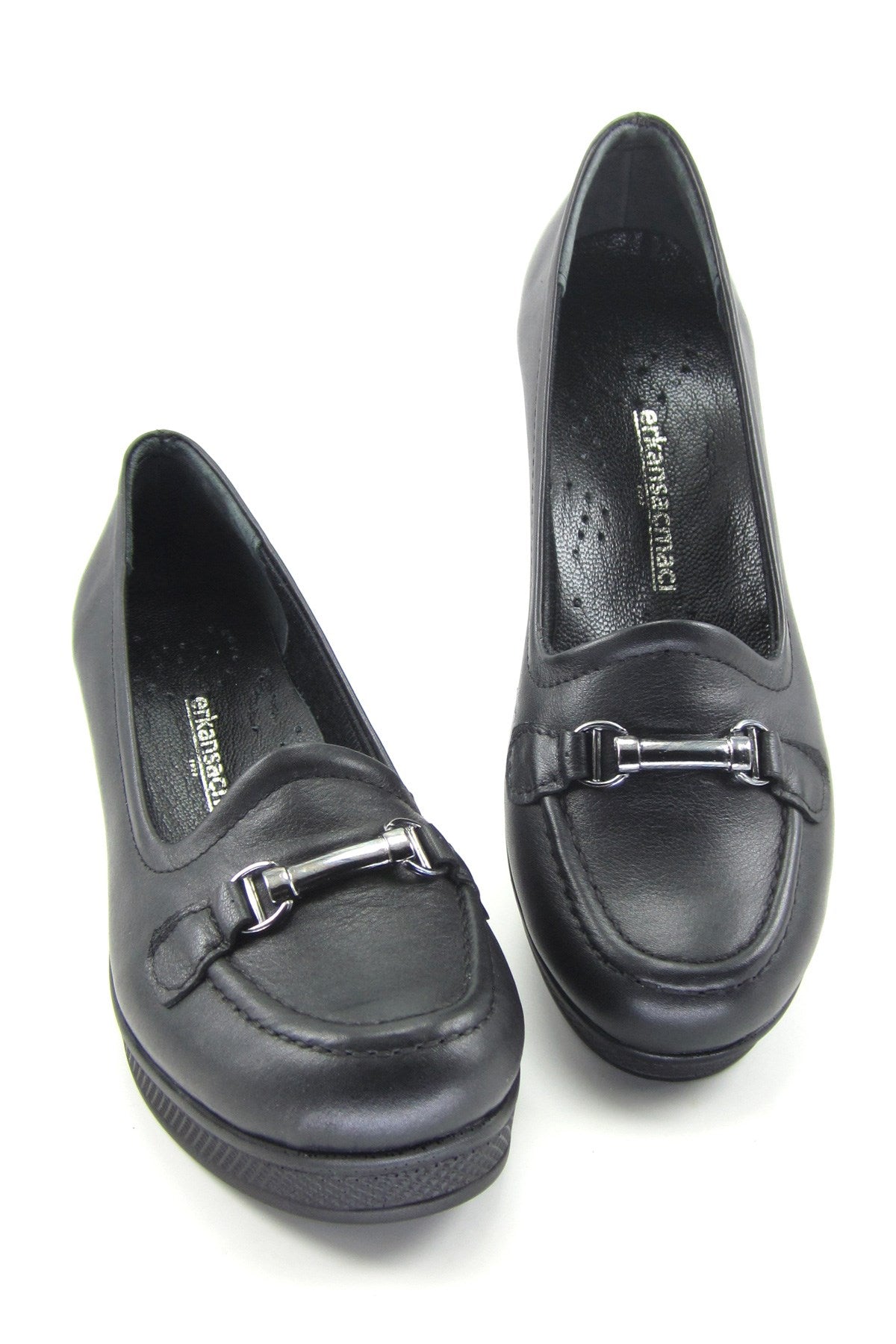 Maika Siyah Hakiki Deri Dolgu Topuklu Günlük Ayakkabı