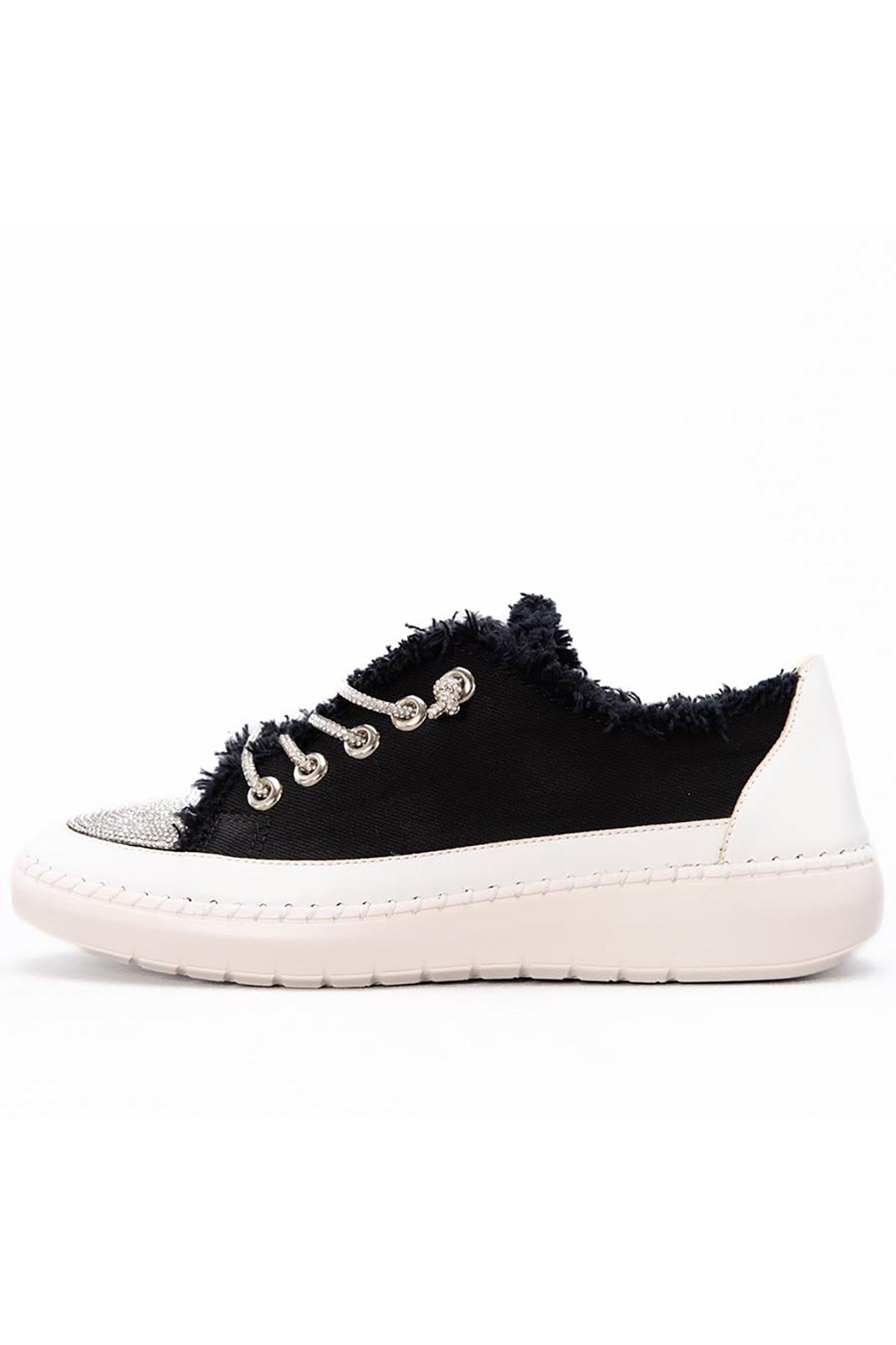Vanessa Siyah Denim Taşlı Sneaker