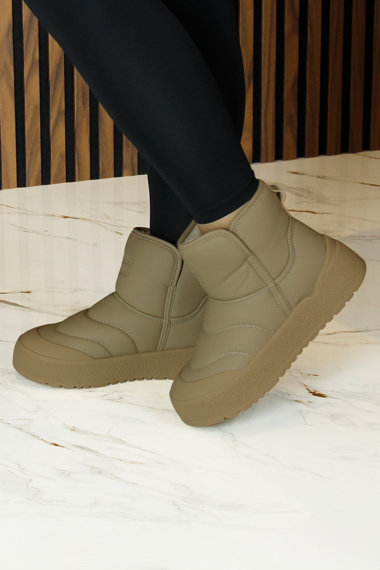 [8052] Camel Vegan Kürk Astarlı Yuvarlak Burun Günlük Bot