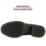 [MAX 54-133] Kahverengi Hakiki Dana Derisi Rugan Detaylı Tokalı Kalın Topuklu Günlük Loafer Ayakkabı