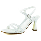 Roseline Beyaz Önü Arkası Açık Bantlı Tokalı Kadeh Topuklu Abiye Gelin Ayakkabısı