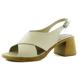 Soleil Plus Bej Hakiki Dana Derisi Çapraz Bantlı Kalın Topuklu Rahat Günlük Sandalet