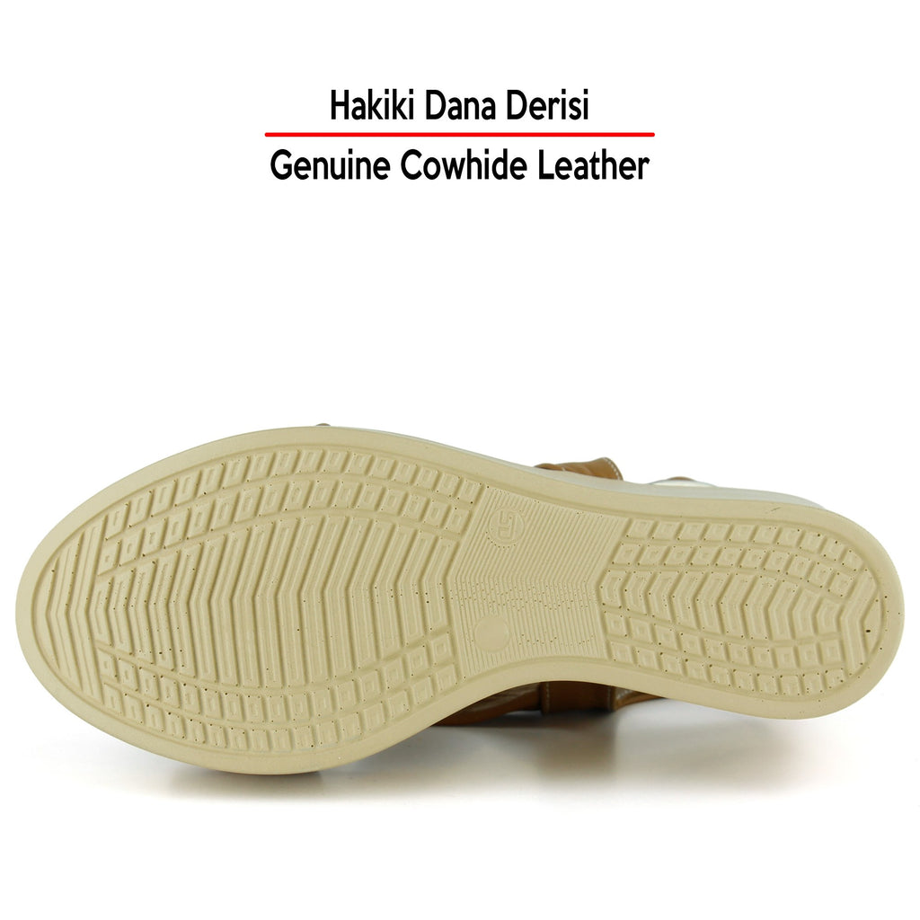 Monica Taba Hakiki Dana Derisi Çapraz Burgulu Dolgu Topuklu Slingback Sandalet