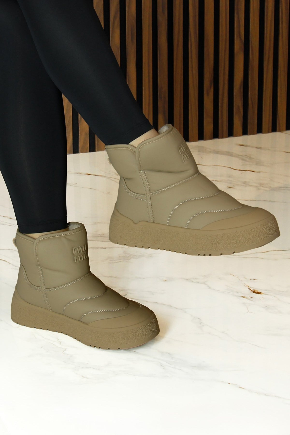 [8052] Camel Vegan Kürk Astarlı Yuvarlak Burun Günlük Bot