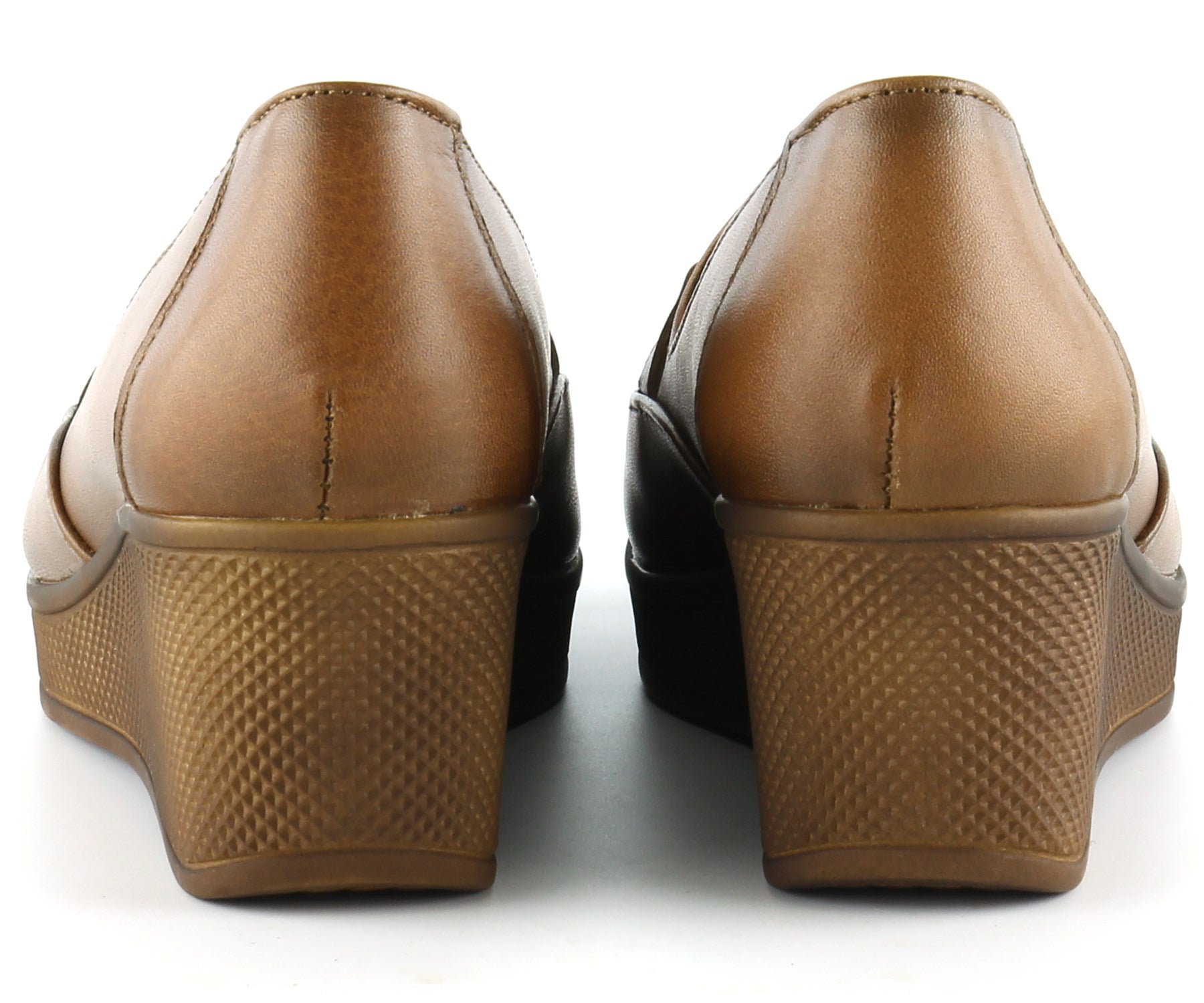 Dafne Taba Hakiki Deri Tokalı Yuvarlak Burun Dolgu Topuklu Günlük Ayakkabı