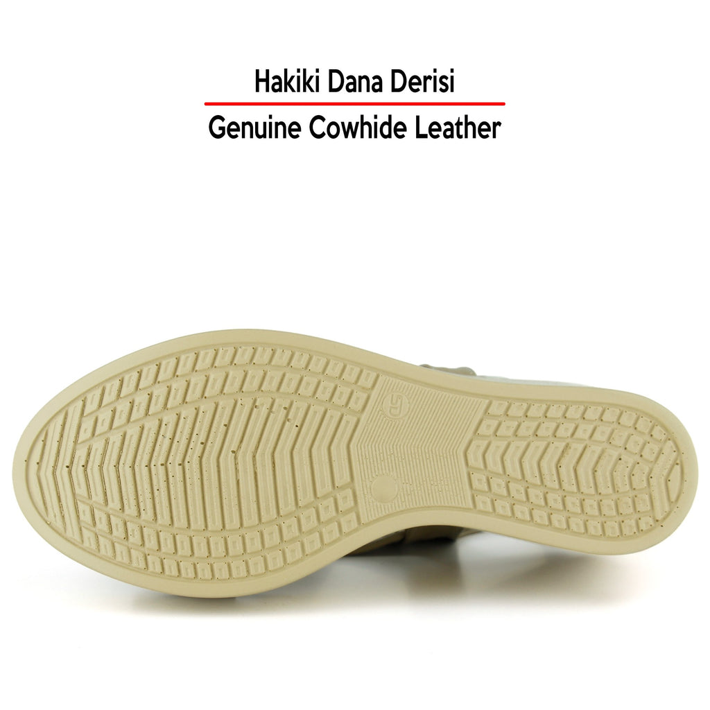 Monica Vizon Hakiki Dana Derisi Çapraz Burgulu Dolgu Topuklu Slingback Sandalet