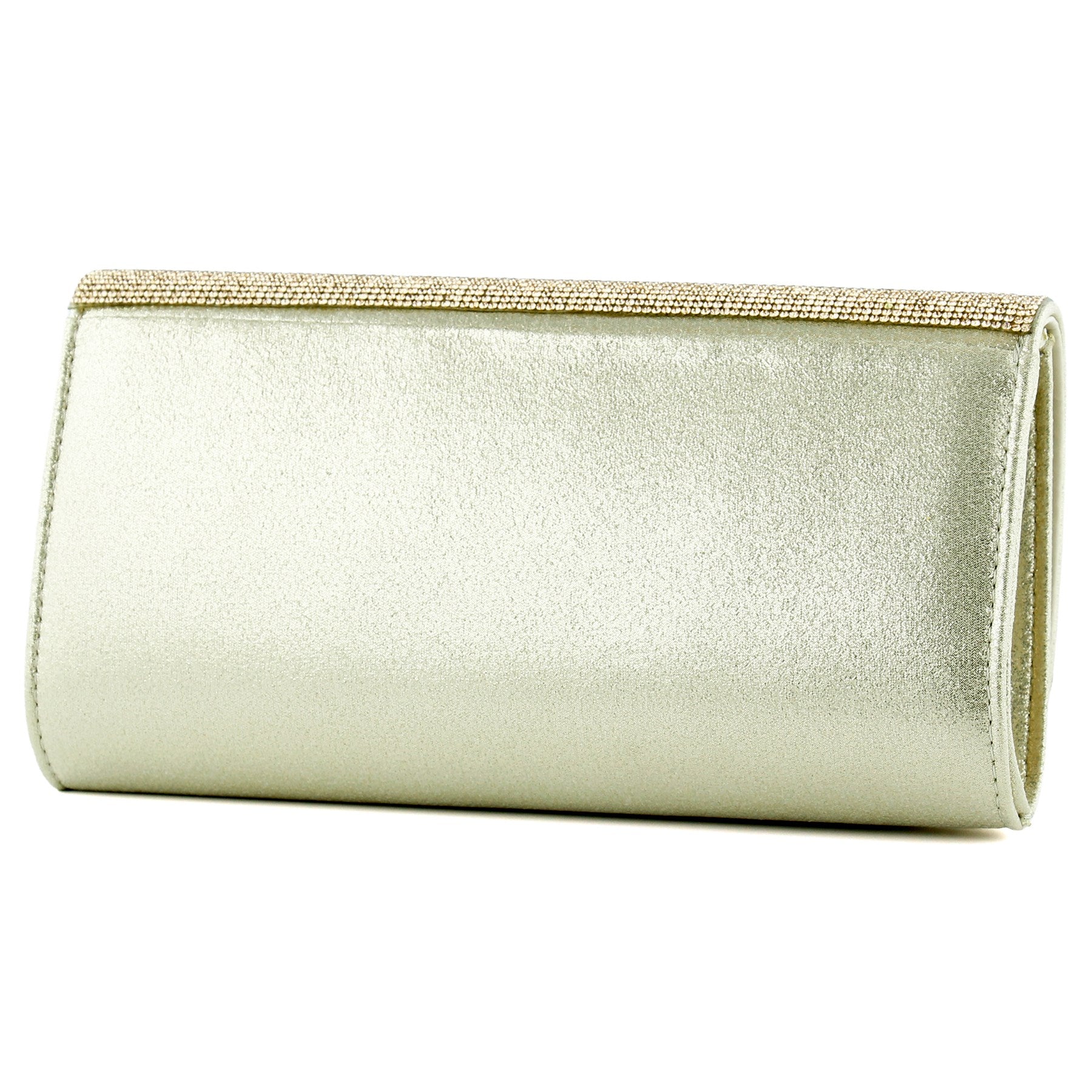 (ES0019AC) Dore Degrade Kristal Taşlı Zincir Askılı Manyetik Kapaklı Abiye El Çantası