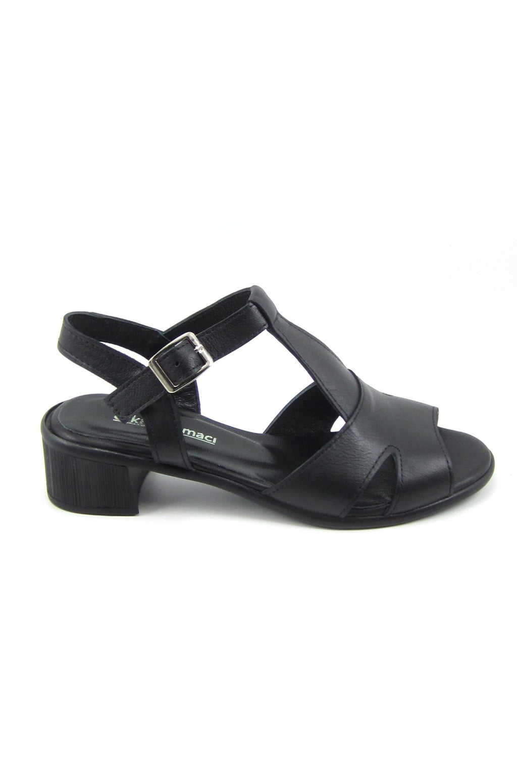 Helene Siyah Hakiki Deri Topuklu Sandalet
