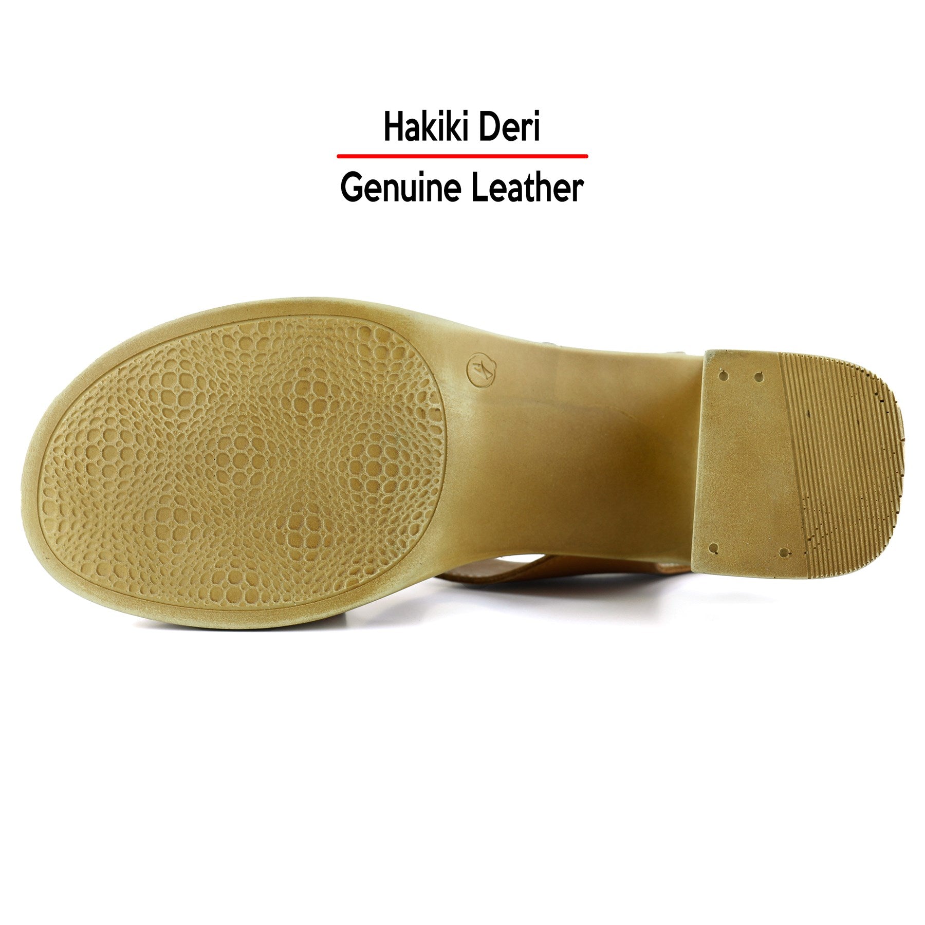 Ofelia Taba Hakiki Dana Derisi Delik Detaylı Tokalı Kalın Topuklu Rahat Günlük Sandalet