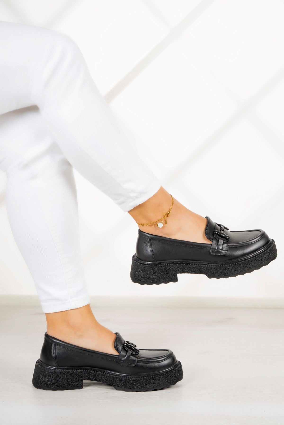 Allison Siyah Hakiki Deri Loafer Ayakkabı