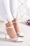 Liana Beyaz Fileli Stiletto