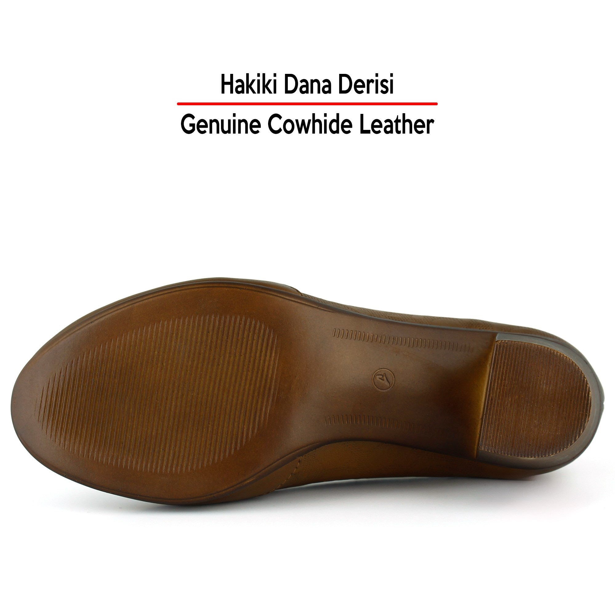 Camila Taba Hakiki Dana Derisi Desenli Lastikli Günlük Kalın Topuklu Ayakkabı