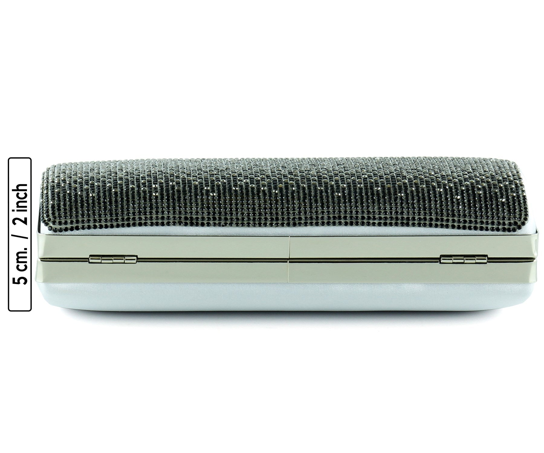 Gümüş Saten Degrade Kristal Taşlı Metal Saplı Abiye El Çantası ( ES0014AC )