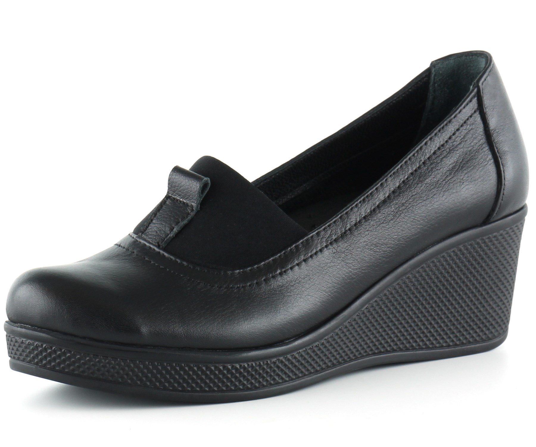 Daisy Siyah Hakiki Deri Dolgu Topuklu Günlük Ayakkabı