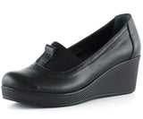 Daisy Siyah Hakiki Deri Dolgu Topuklu Günlük Ayakkabı