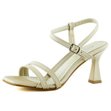 Roseline Ten Saten Önü Arkası Açık Bantlı Tokalı Kadeh Topuklu Abiye Ayakkabı