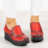 Gloria Kırmızı Hakiki Deri Dolgu Topuklu Günlük Ayakkabı