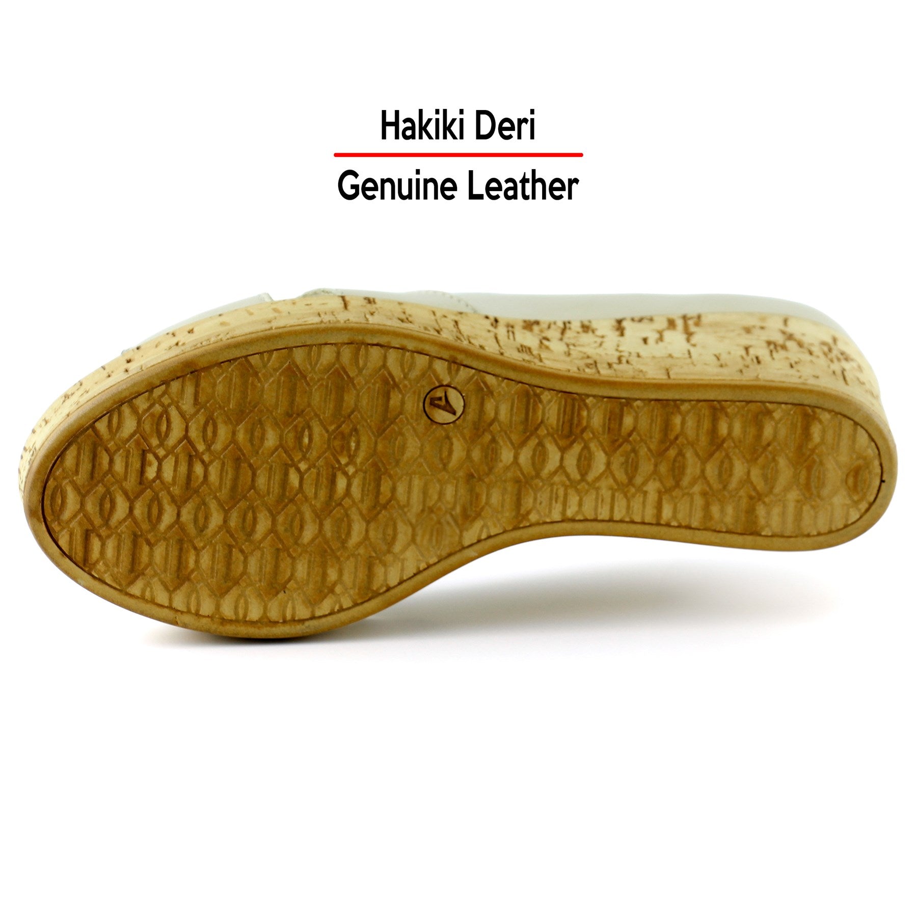 Astrid Bej Hakiki Deri Çapraz Bantlı Mantar Taban Görünümlü Dolgu Topuklu Sandalet