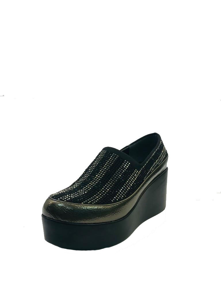 Roxana Platin Taşlı Streç Dolgu Topuklu Günlük Ayakkabı