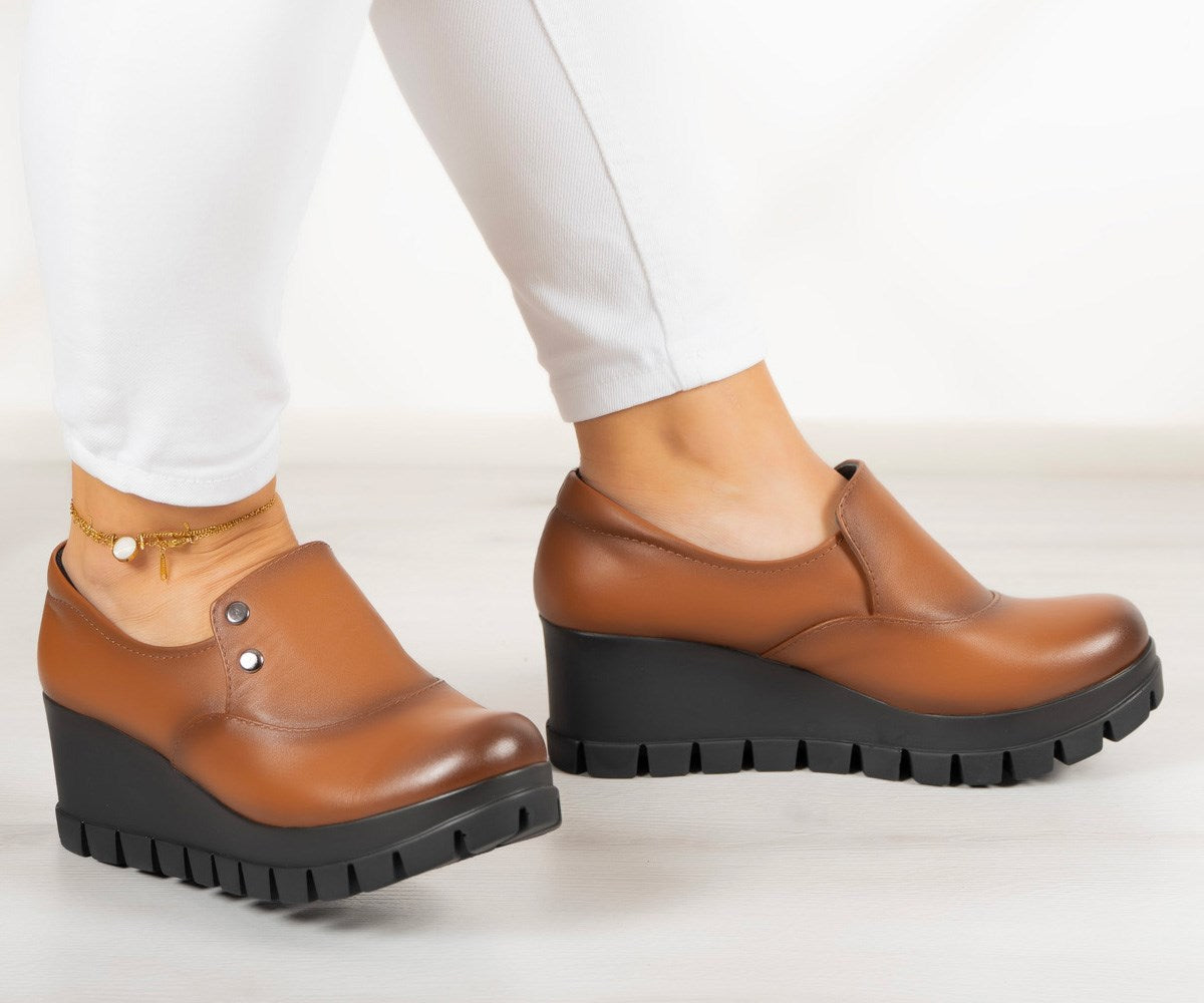 Gloria Taba Hakiki Deri Dolgu Topuklu Günlük Ayakkabı