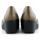 Dafne Kahverengi Hakiki Deri Tokalı Yuvarlak Burun Dolgu Topuklu Günlük Ayakkabı