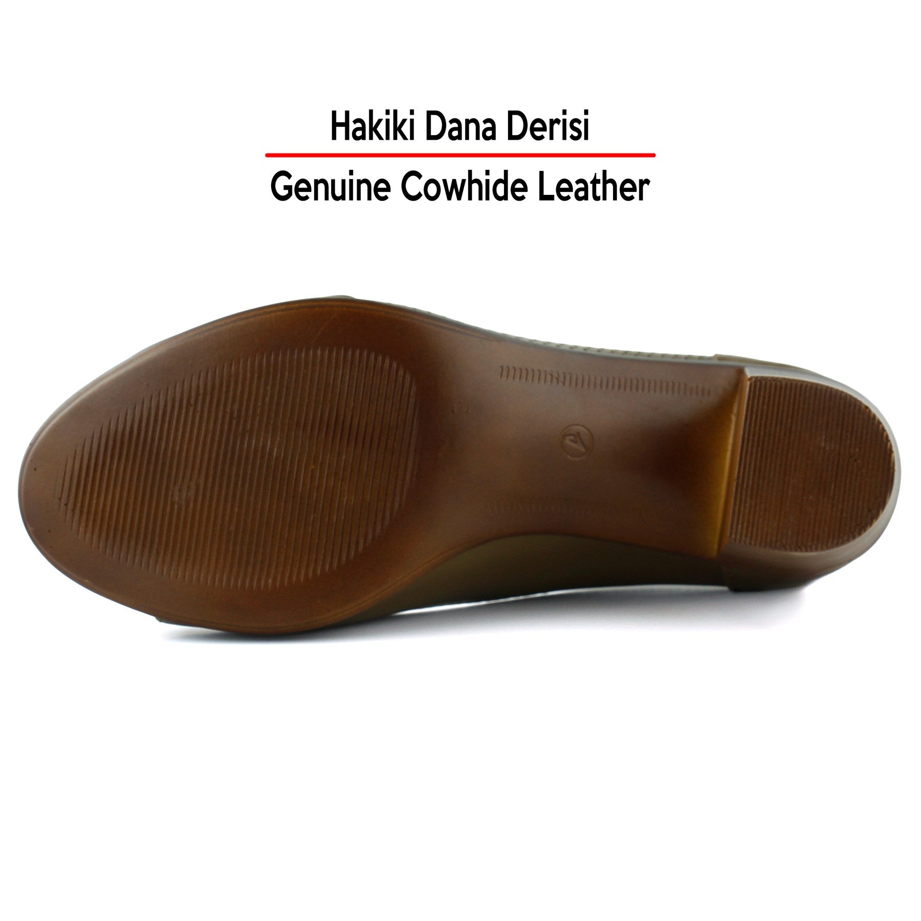 Sarah Kahverengi Hakiki Dana Derisi Delik Detaylı Kalın Topuklu Günlük Klasik Ayakkabı